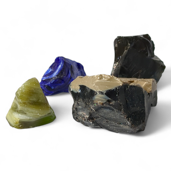 Art Glass Cullet Assortment Multicolor Natural Shaped Slag Glass #4A27 - Picture 3 of 6